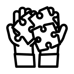 puzzle jigsaw hand line icon vector illustration