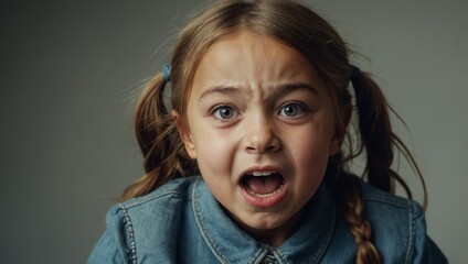 Young girl pulling funny expressions with a mischievous smile.

