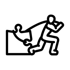 human jigsaw puzzle line icon vector illustration