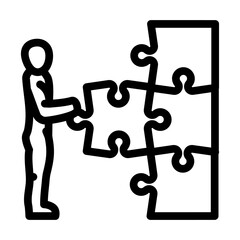 human business puzzle line icon vector illustration