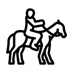 horseback riding spring line icon vector illustration