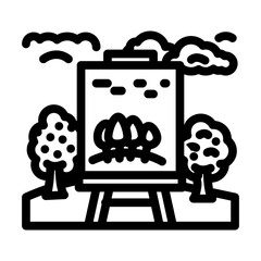 outdoor painting spring line icon vector illustration