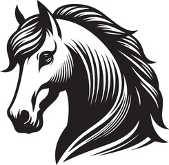 Black and White Berber Horse Vector Illustration – High-Quality Line Art Design