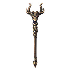 A Bronze Arrow with Celtic Horned Gods Cernunnos Isolated on Transparent Background