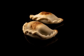 Naklejka premium Two delicious empanadas on black background