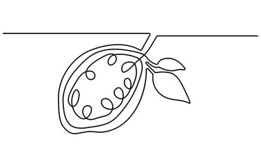 Sweet potato tuber vector illustration. One line art drawing with lettering organic sweet potato, Single continuous line drawing whole healthy organic sweet potato for orchard logo identity. Fresh pro