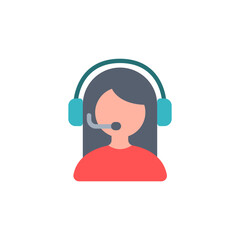 Female telemarketer with headset vector illustration for customer service