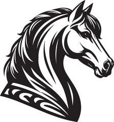 Black and White Berber Horse Vector Illustration – High-Quality Line Art Design