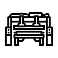 assembly line wood frame house line icon vector illustration