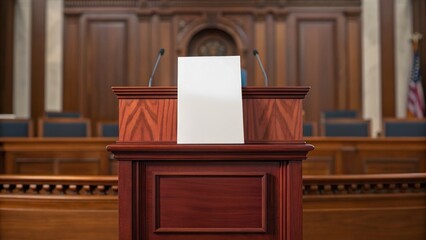 Tax Deal Compliance concept. Podium in a formal setting ready for a speech or presentation.