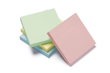 Fototapeta premium stack of colorful sticky notes isolated on transparent background.blank note paper message office business tag sign,design element for write with copy space
