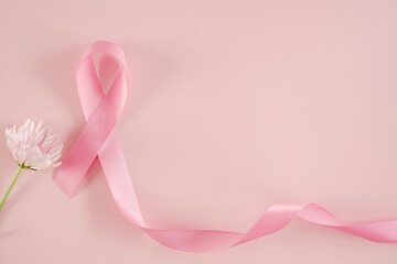 pink ribbon and flower, Breast cancer awareness and October Pink day, world cancer day
