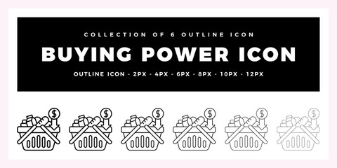 Pack of 6 Outline Vector buying power icon