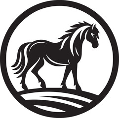 Black and White Berber Horse Vector Illustration – High-Quality Line Art Design