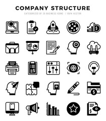 Company Structure icons Pack. Lineal Filled icons set. Company Structure collection set.