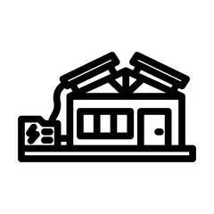 off grid cabin wooden line icon vector illustration