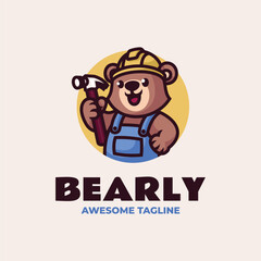 Bear Builder Mascot Logo Design