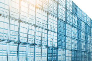 Wall of Shipping Cargo Containers at The Port. Handling of Logistic Transportation Industry. Cargo Container ships, Global Business Shipping Import-Export. Warehouse Port. Logistics Transportation.	
