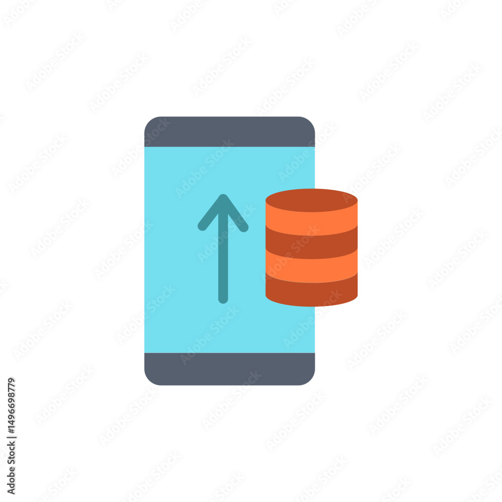 Poster database transfer via mobile application on transparent background design