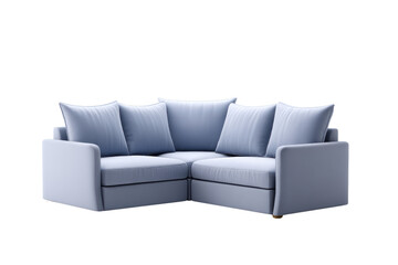 A comfortable and stylish gray corner sofa with plush cushions perfect for relaxing in a modern and minimalist living room interior