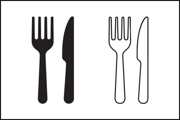Fork Knife Bold & Thin Outline