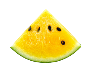slice of yellow watermelon isolated on transparent background, png