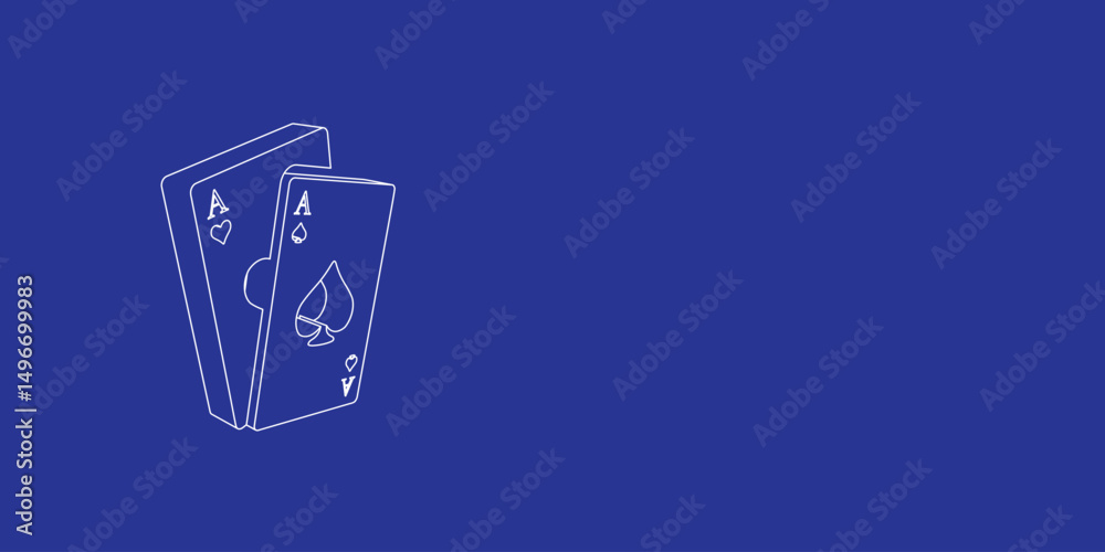 Poster the outline of a large two aces symbol made of white lines on the left. 3d view of the object in per