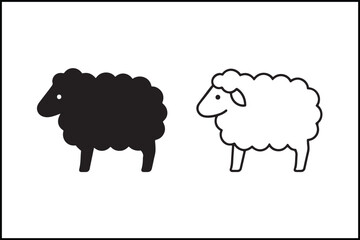 Sheep Bold & Thin Outline Vector