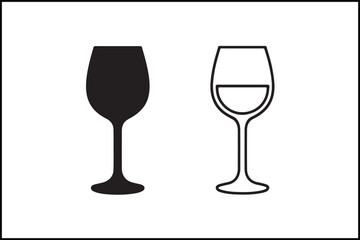 Wine Glass Outline & Solid Silhouette