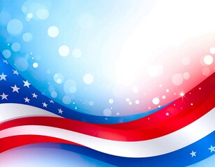 Patriotic Memorial Day Abstract Background with Red, White, and Blue Gradient and Bokeh