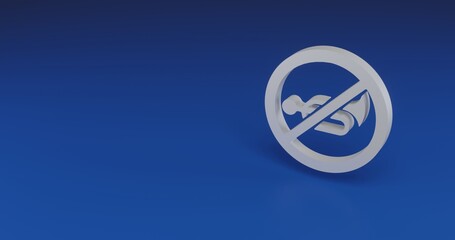 Isolated realistic white horning prohibited sign with shadow. Located on the right side of the scene. 3d illustration on transparent background