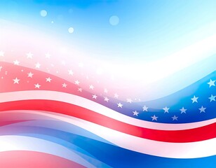 Patriotic Memorial Day Abstract Background with Red, White, and Blue Gradient and Bokeh