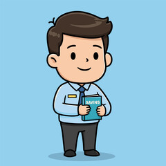 Businessman character being cheerful