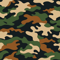 Fototapeta premium Camouflage Pattern. Military Green Brown Beige Black Abstract Texture Background