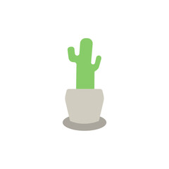 Minimalist potted cactus illustration with transparent backdrop for graphic design