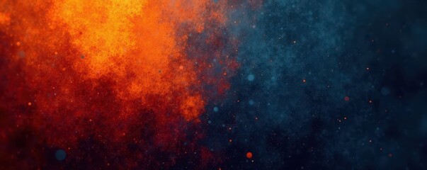 Naklejka premium Abstract noisy texture with grainy gradient, dark blue to orange black , cover, art