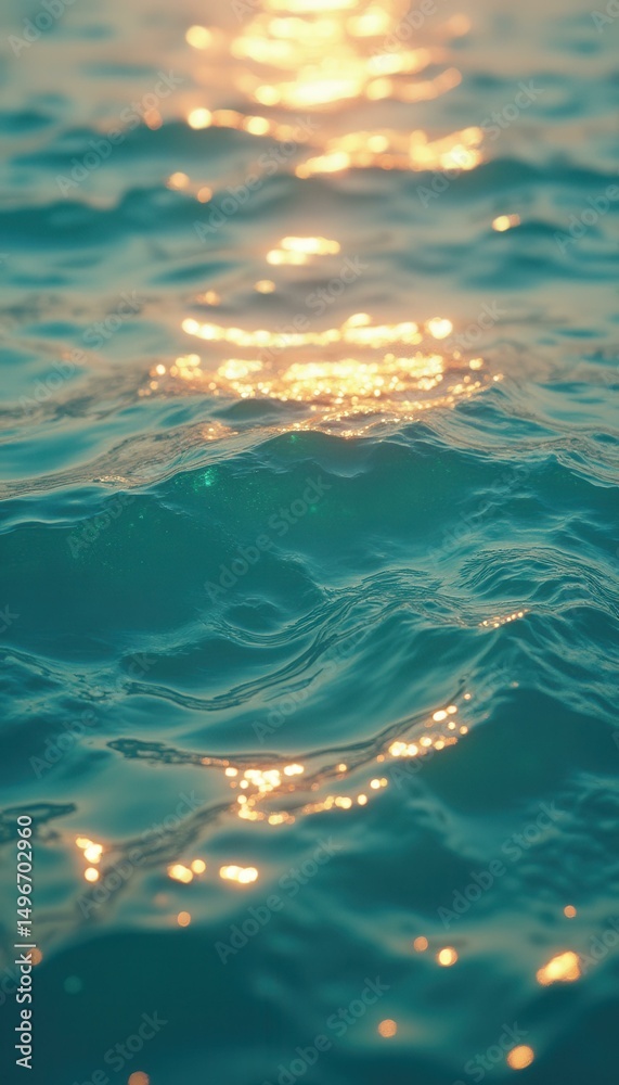 Aufkleber sea surface glistening in sunlight with rippling water and sparkling reflections creating a serene a