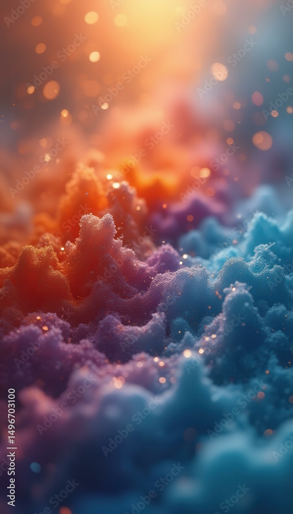 Poster Abstract multicolored textured background with a bokeh effect, creating a dreamlike and surreal atmosphere.