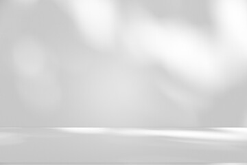 Wall interior background, studio and backdrops show products.with shadow from window color white and grey. background for text insertion and presentation product	