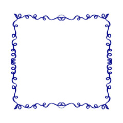 Whimsical square frame made of curls in line art style