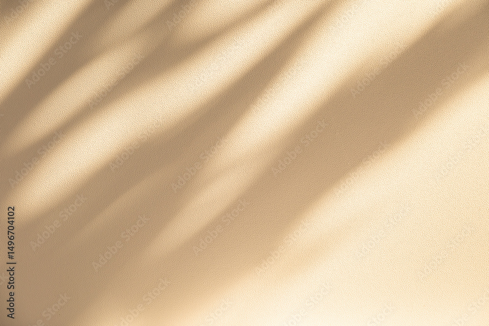 Aufkleber Wall interior background, studio and backdrops show products. with leaf shadow from window color beige and white. background for text insertion and presentation of product	