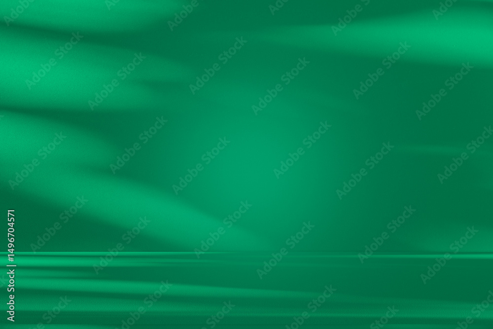 Poster wall interior background, studio and backdrops show products. with leaf shadow from window color gre