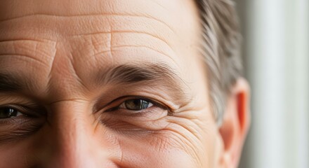 Closeup of a Mans Eye and Wrinkles