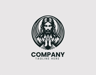 Fototapeta premium Serene in Jesus Christ Hands Clasped in Prayer Vector Logo Design