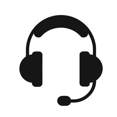 Black silhouette of a headset for call center