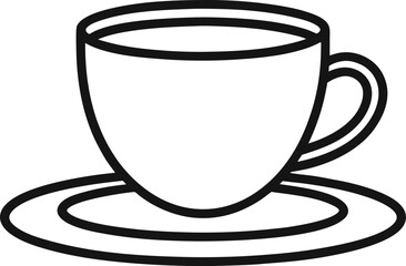 Line art icon of a coffee cup and saucer