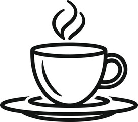 Line art icon of a coffee cup and saucer
