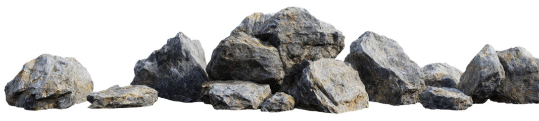 [Transparent Background PNG]Gray Rocks Arrangement Against White Background