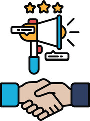 A hand shaking another hand with a large microphone in the background