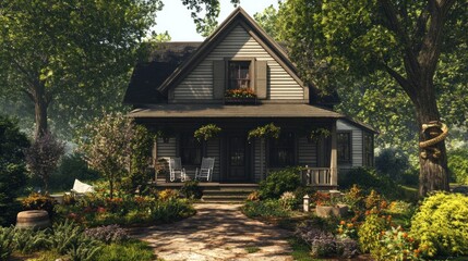 Charming farmhouse in a sunlit garden